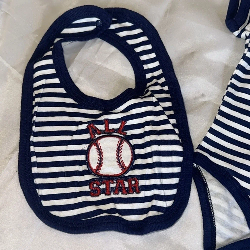 Quacker Jack Baby Boy 3PC Baseball Outfit Set Future MVP Navy Grey 3-6M NEW
